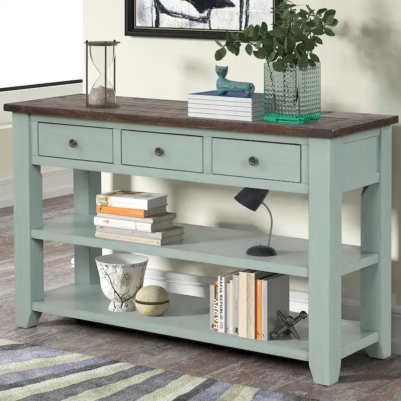 Console de 48 po avec plateau en bois de pin massif
