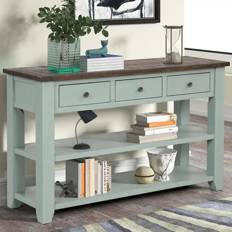 Console de 48 po avec plateau en bois de pin massif