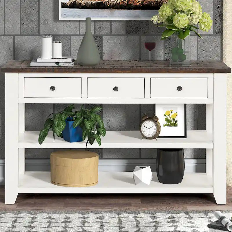Console de 48 po avec plateau en bois de pin massif