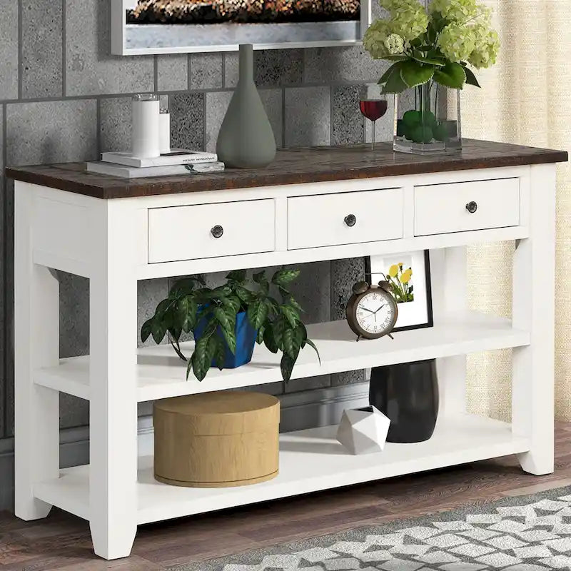 Console de 48 po avec plateau en bois de pin massif