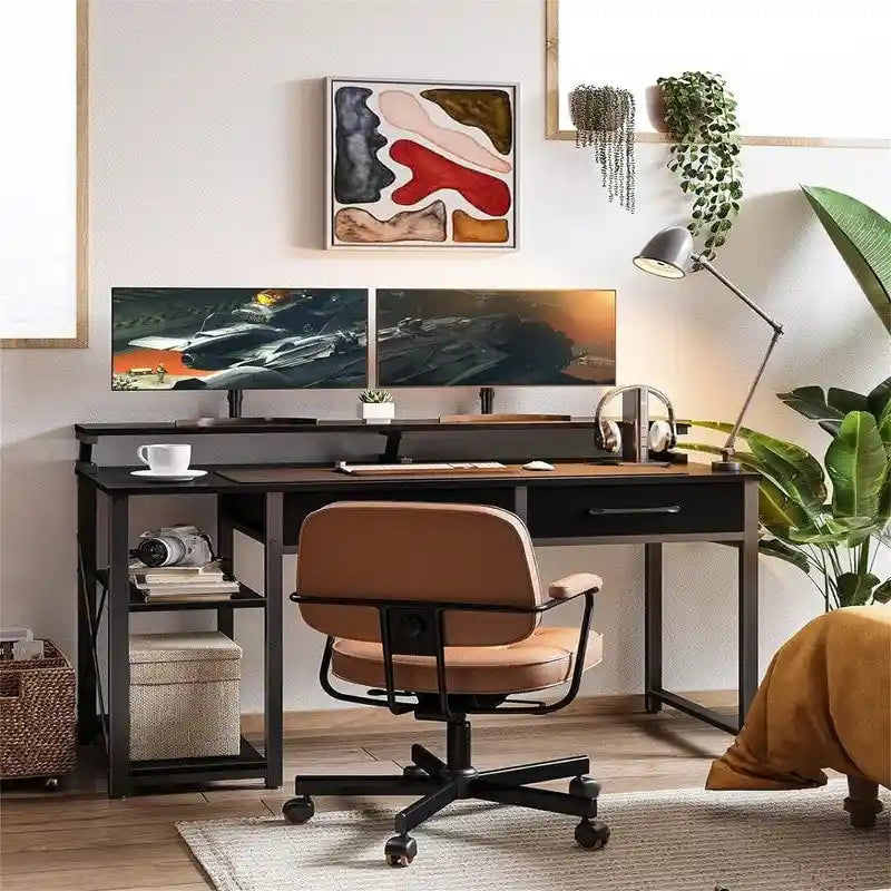 Bureau d'ordinateur avec tiroirs