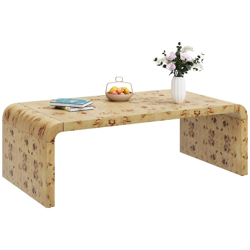 Table basse en cuir madré cintrée 45