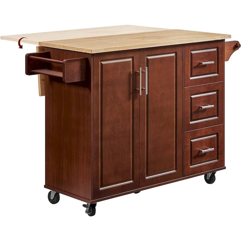 Îlot de cuisine mobile de 54 pouces avec rangement