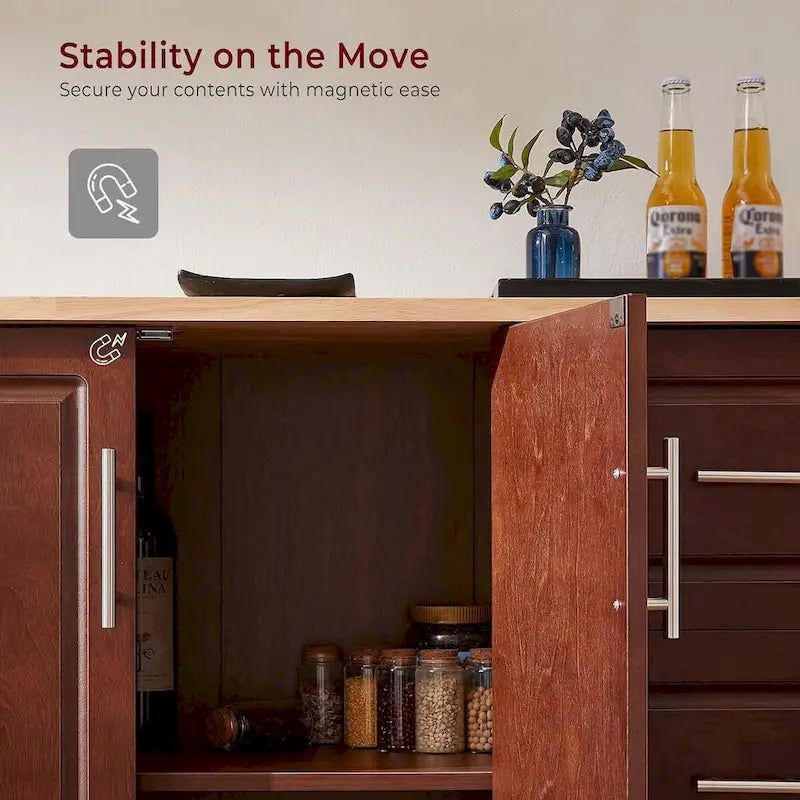Îlot de cuisine mobile de 54 pouces avec rangement