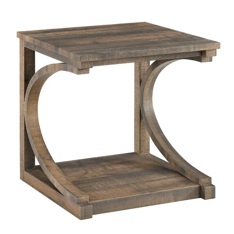 Table basse unique en bois massif avec étagère de rangement