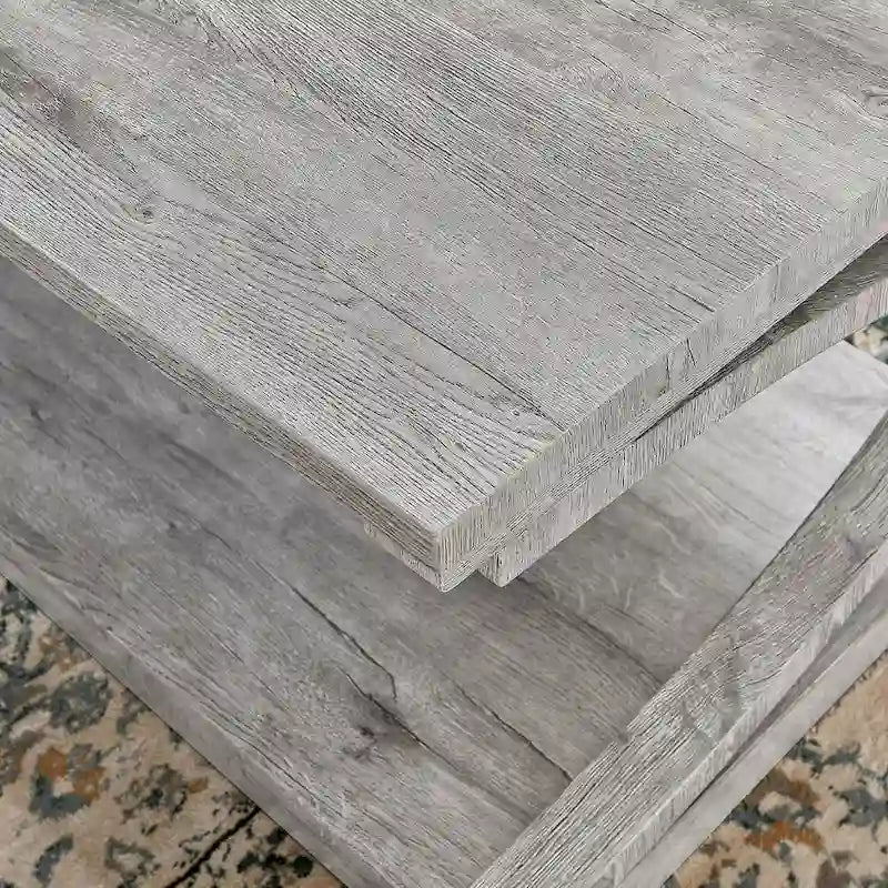 Table basse unique en bois massif avec étagère de rangement