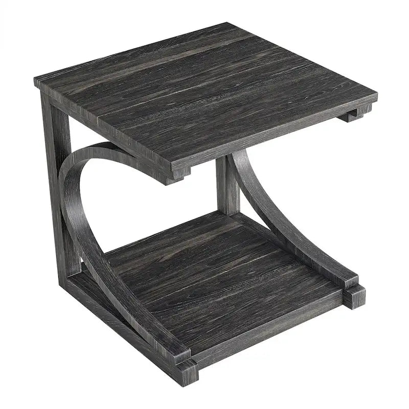 Table basse unique en bois massif avec étagère de rangement